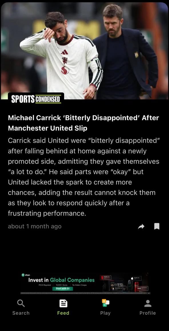 Sports Condensed story: Michael Carrick 'bitterly disappointed' after Manchester United slip